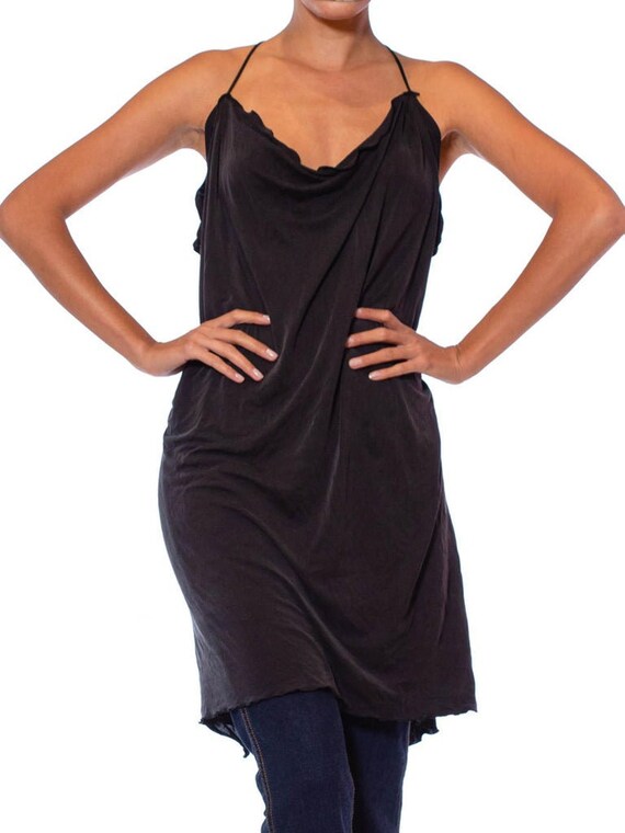 1990S Black Washed Silk Jersey Draped Camisole