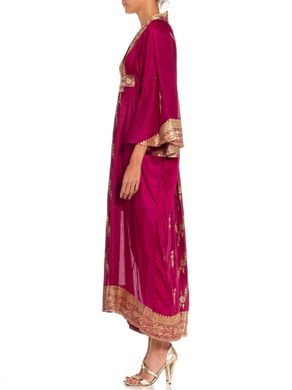 Morphew Collection Fuchsia  Gold Silk Kaftan Made… - image 3