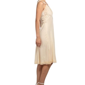 1940S Cream Bias Cut Silk Crepe De Chine Slip With Lace Detail At Top And Bottom image 6