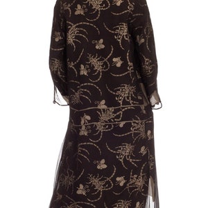 1920S Black Cream Silk Chiffon Made From Quing Dynasty Japanese Butterfly Kimono Dress image 7