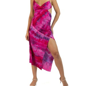 Morphew Collection Pink Purple Silk Ice Dyed Patchwork Dress image 5