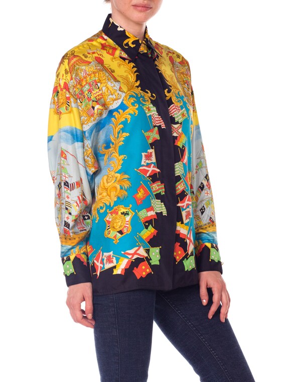 1990s-ad Campaign Gianni Gianni Campaign Versace Nautical Print Silk Shirt Size: XL 7394f6 1990s-ad Campaign Gianni Gianni Campaign Versace Nautical Print Silk Shirt Size: XL 7394f6