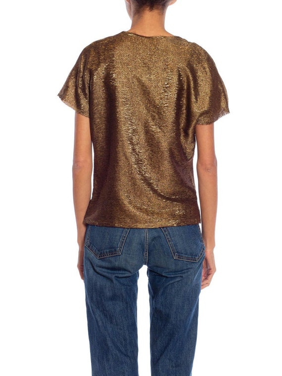 2000S LANVIN Bronze Metallic Silk Blend Top - image 5