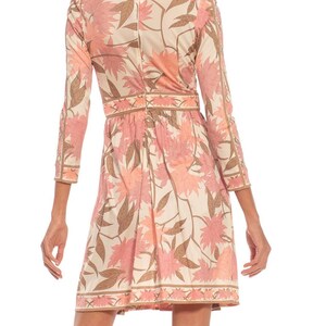 1970S Emilio Pucci Cream, Brown Pink Floral Silk Rayon Blend Signed Dress image 5