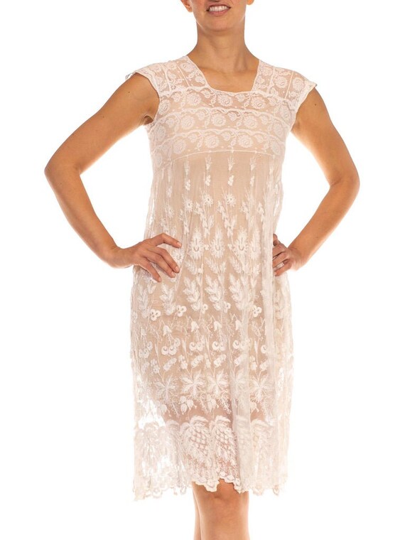 Edwardian White Lace Baby Doll Sleeveless Dress - image 7