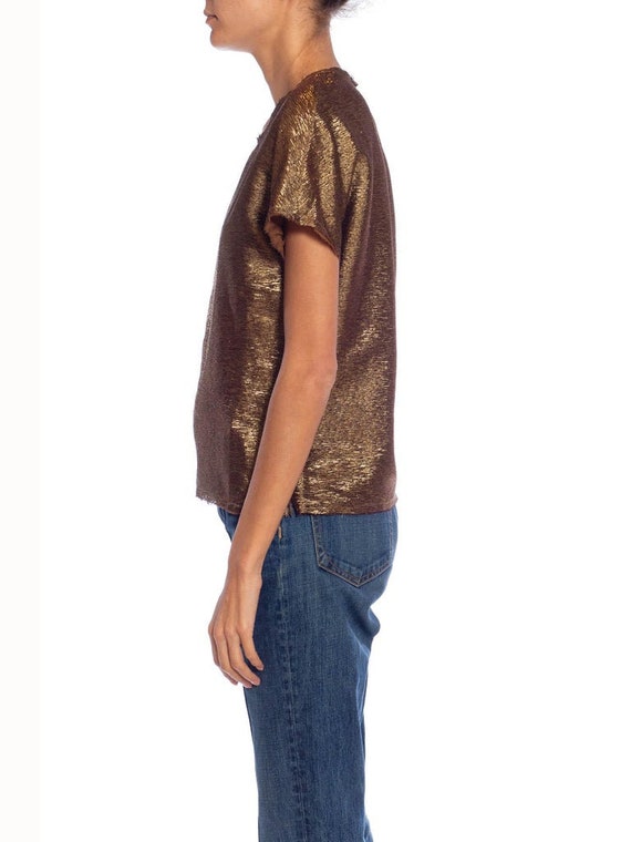 2000S LANVIN Bronze Metallic Silk Blend Top - image 2