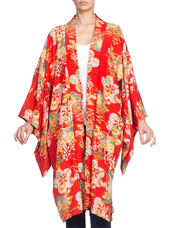 1940'S  Japanese Asian Floral Silk Kimono - image 2