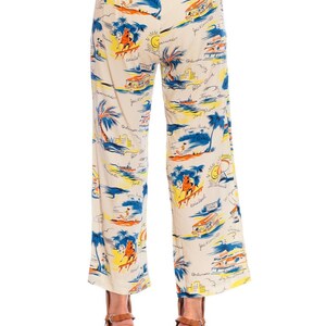 1940S Rayon Florida Themed Tropical Beach Pants image 5