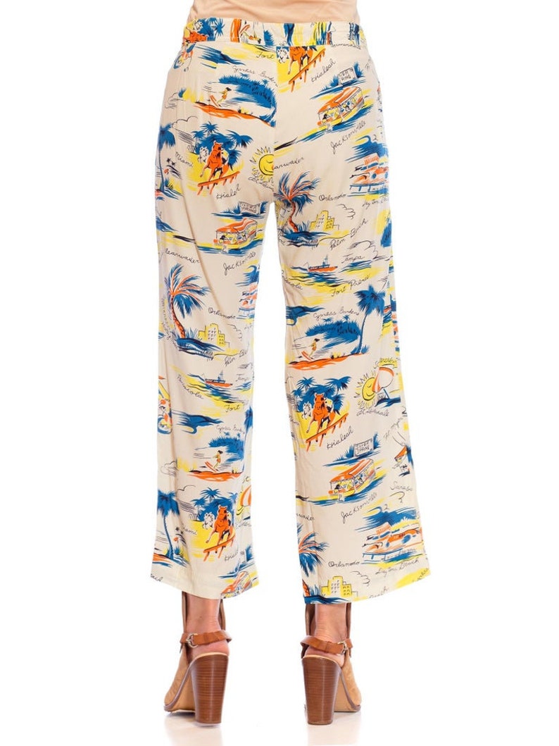 1940S Rayon Florida Themed Tropical Beach Pants image 5