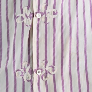 Victorian White Lavender Silk Striped Antique Pajama Top image 9