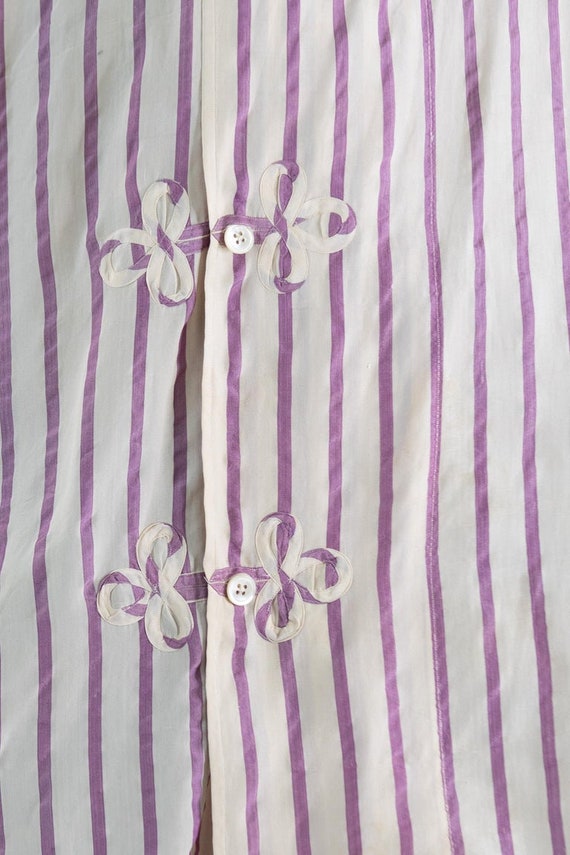 Victorian White  Lavender Silk Striped Antique Pa… - image 9