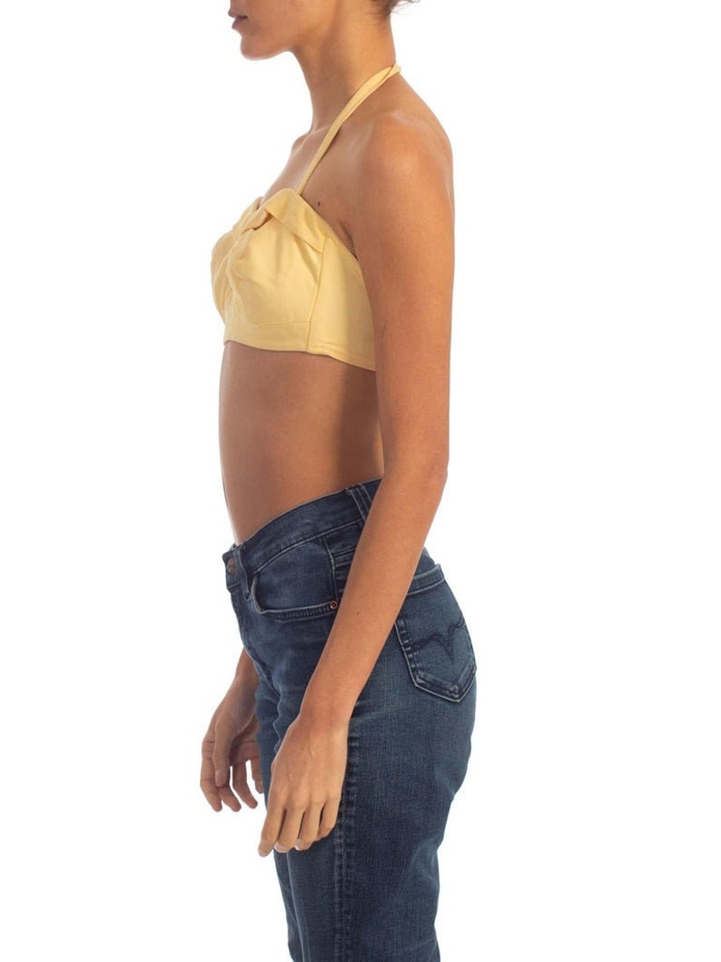 1940S Yellow Cotton Halter Bra Top