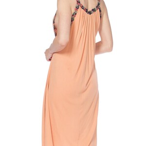 MORPHEW COLLECTION Peach Silk Jersey Dress With Cutout Front & 1930S Floral Trim image 7