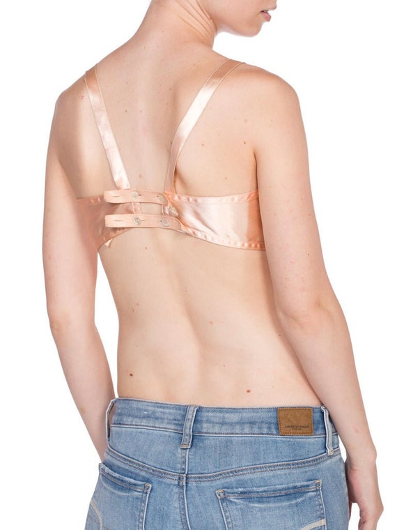 1940'S Nude Peach Cotton & Rayon Satin Bra From P… - image 5