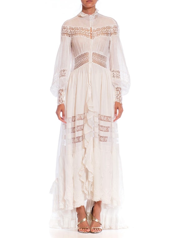 White Victorian Cotton  Lace Oversized Gown