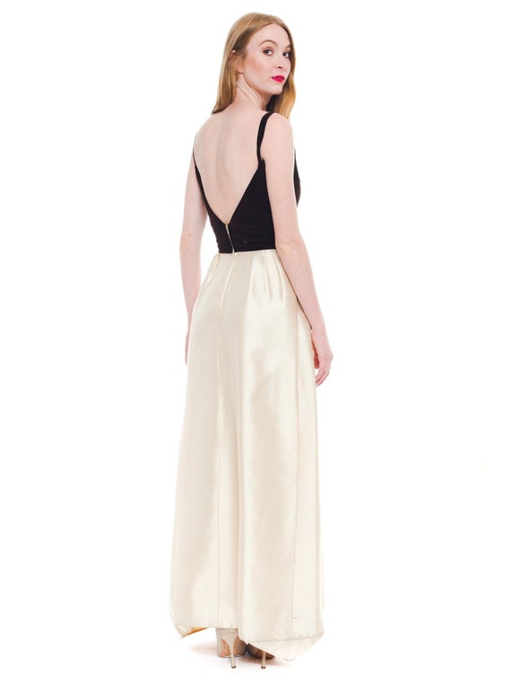 1950S Nina Ricci Ivory Silk  Brown Velvet Gown Wi… - image 7