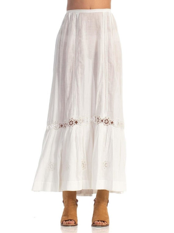 Victorian White Cotton Voile & Lace Skirt