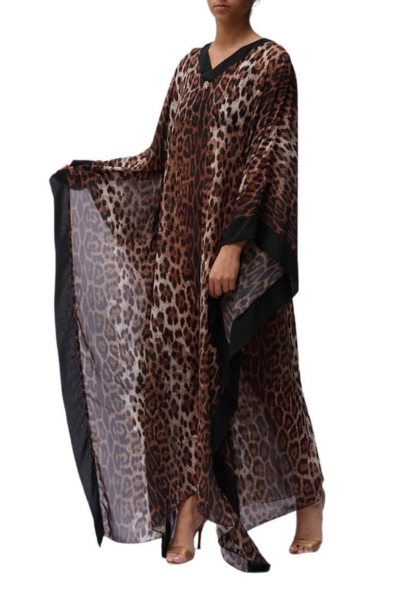 2000S Roberto Cavalli Leopard Print Black Chiffon… - image 7