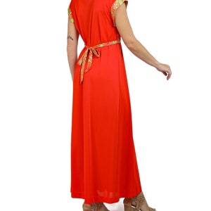 1970S Red, Green Yellow Belted Dress image 6