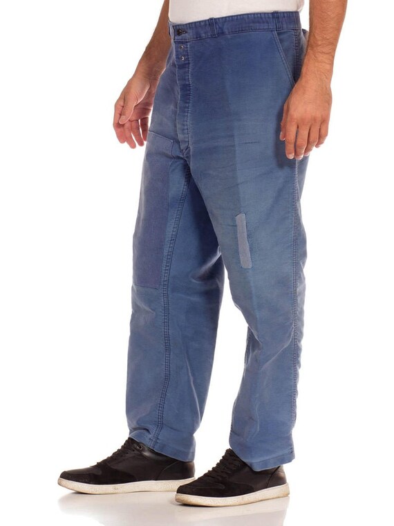 1940S Indigo Blue Cotton French Workwear Pants - image 3