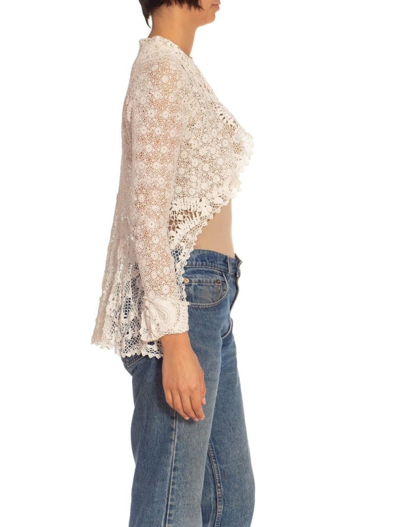 Victorian White Irish Crochet Jacket With Long Sleeves image 2