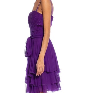 2000S DOLCE and GABBANA Purple Silk Pleated & Draped Cocktail Dress image 2