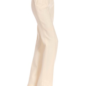 1990S Gianni Versace Cream Wool Crepe Cigarette Pants image 2