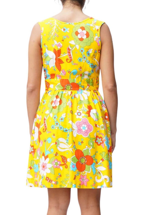 1970S Yellow Floral Print Wrap Dress - image 6