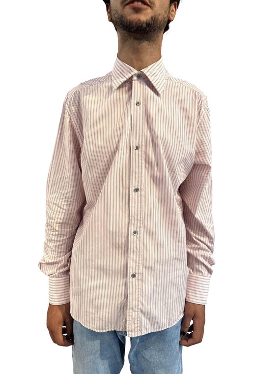 1990S Gucci Pink Cotton Tom Ford Era Men’S Shirt - image 1