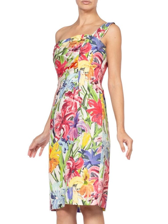 1950S Rainbow Tropical Silk Formal Day Cocktail D