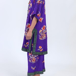 1920S Purple Hand Embroidered Silk 3-Piece Chinese Lounge Pajamas image 3