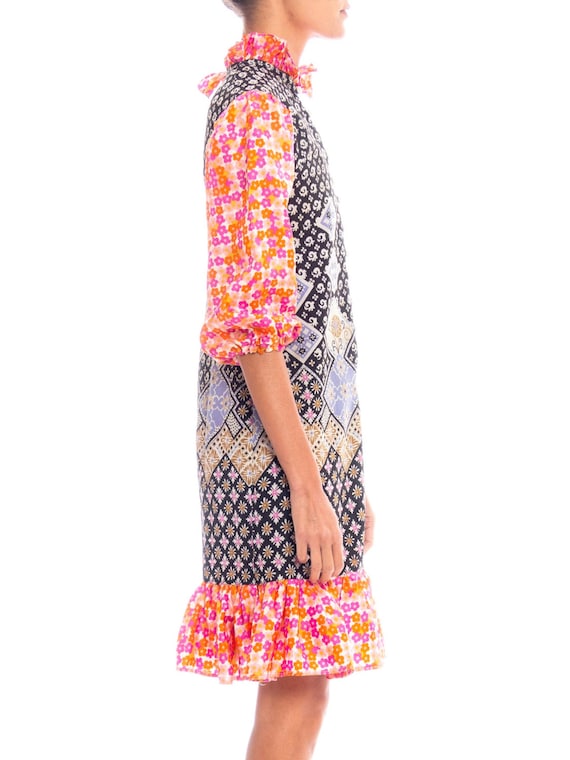 1960S Multicolor Patchwork Boho Printed Polyester… - image 2