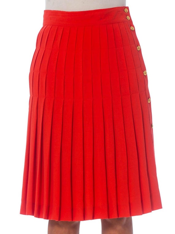 1990S ESCADA Salmon Pink Wool Crepe Skirt - image 7