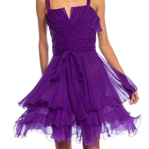 2000S DOLCE and GABBANA Purple Silk Pleated & Draped Cocktail Dress image 4