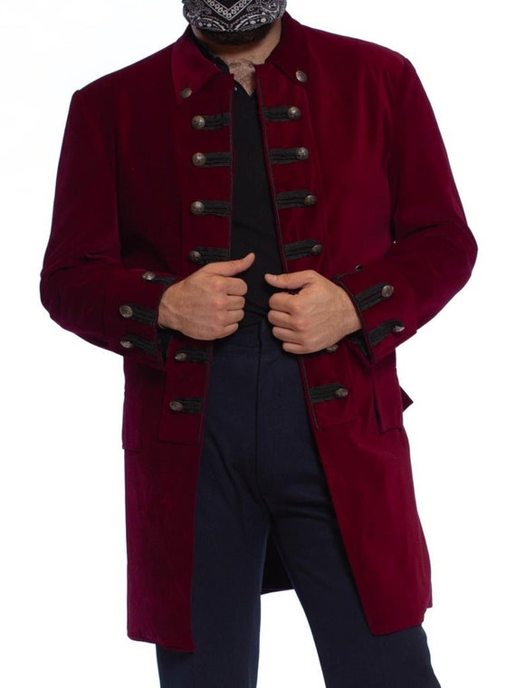 1990S Burgundy Cotton Velvet Men's 18Th Century S… - image 1