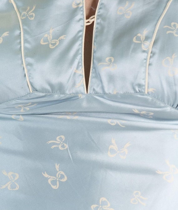 1940S Powdered Blue Rayon Satin Bow Print Pajamas - image 10