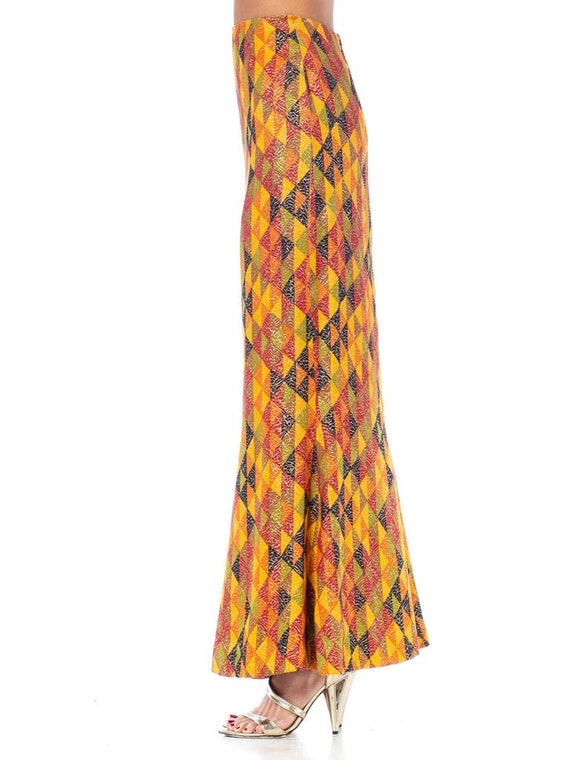 1970S Yellow, Red Multicolored Poly/Lurex Knit Lo… - image 3