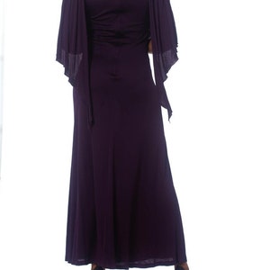 1970S SCOTT BARRIE Eggplant Purple Rayon Jersey Disco Dress image 5