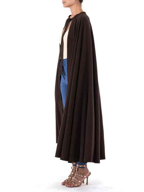 1970S Jean Muir Chocolate Brown Wool Crepe Cape - image 2