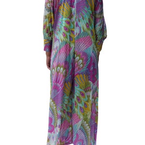 1970S Multicolor Peacock Print Jumpsuit afbeelding 7