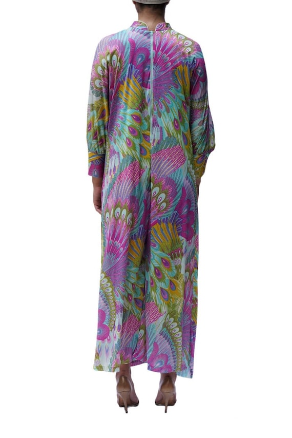 1970S Multicolor Peacock Print  Jumpsuit - image 7