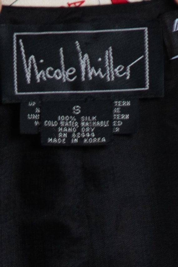 1990S Nicole Miller Red White & Blue Silk Card Pr… - image 7
