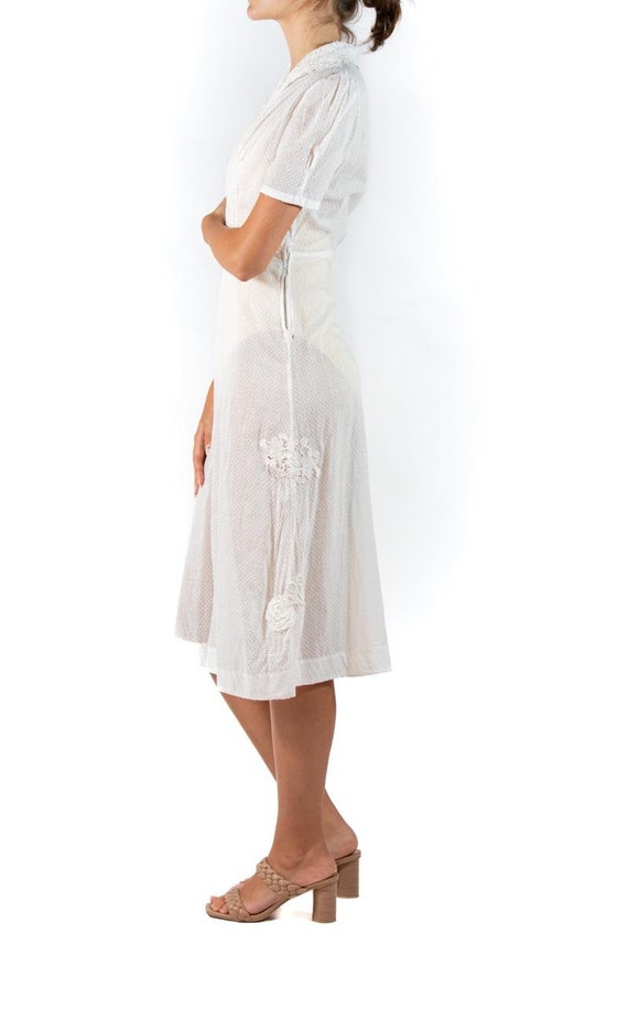 1930S White Bias Cut Organic Cotton Dress With Ha… - image 7