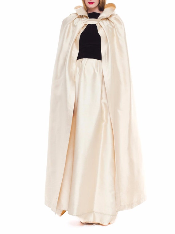 1950S Nina Ricci Ivory Silk  Brown Velvet Gown Wi… - image 2