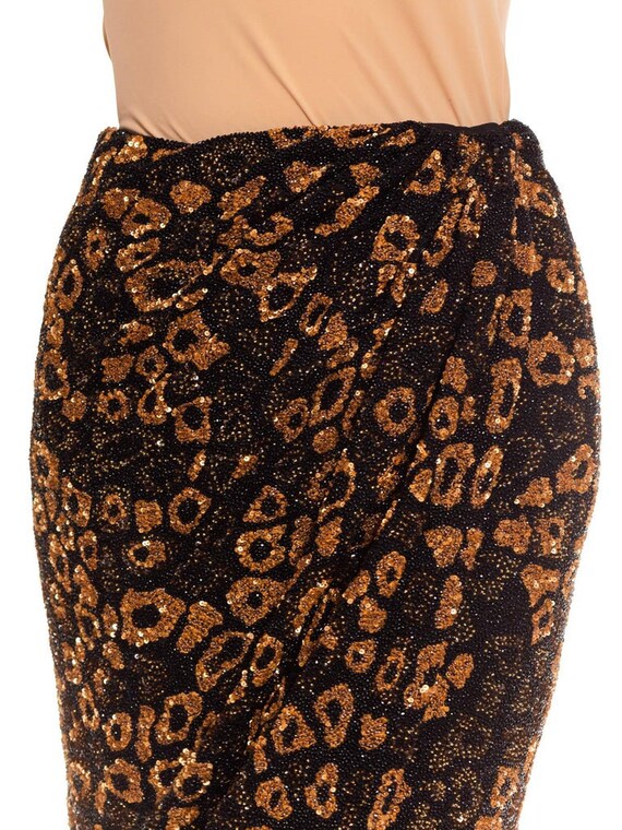 1980S Valentino Leopard Print Black  Bronze Silk … - image 5