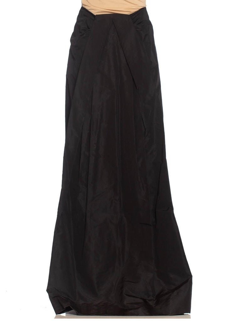 1990S Michael Kors Black Silk Taffeta Trained Evening Skirt Nwt