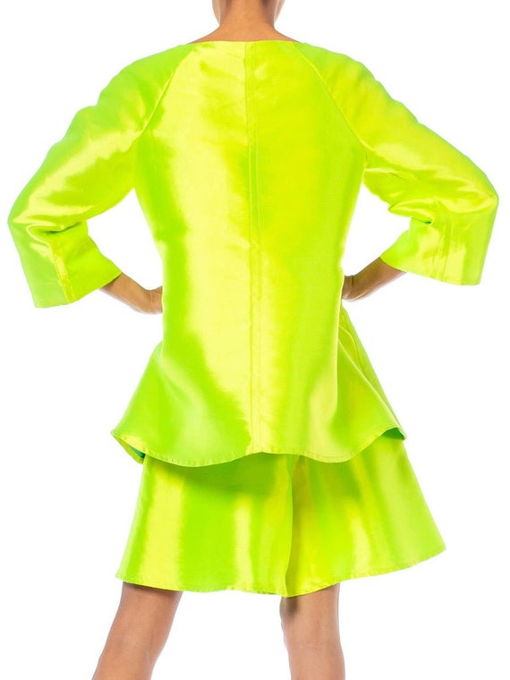 1990S Gianfranco Ferre Lime Green Silk  Poly Over… - image 9