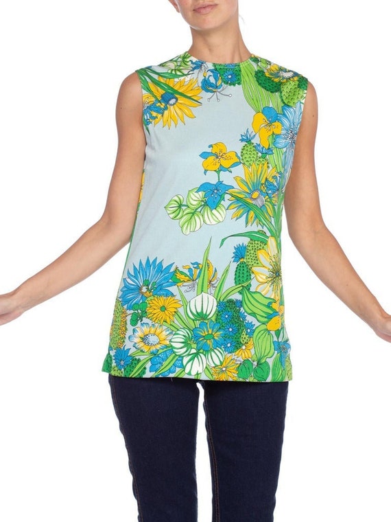 1970's Desert Tropical Floral Print Top