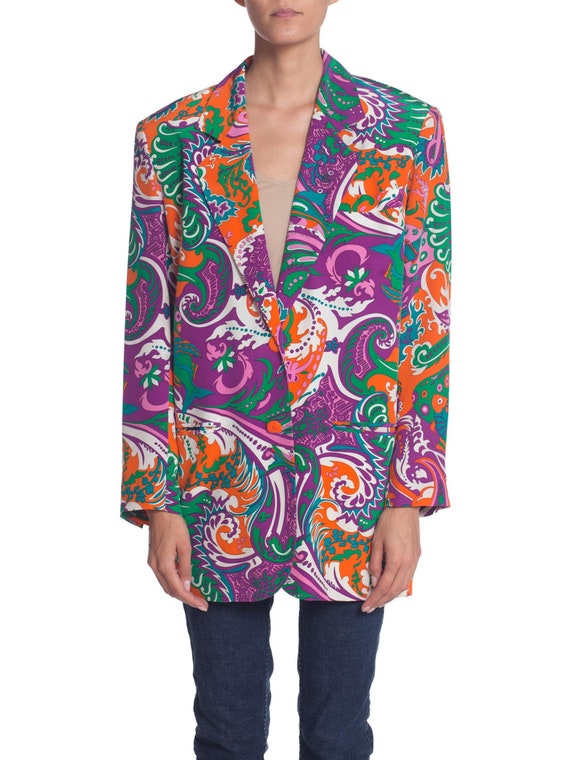 1980S PUCCI Style Silk Crepe De Chine Psychedelic