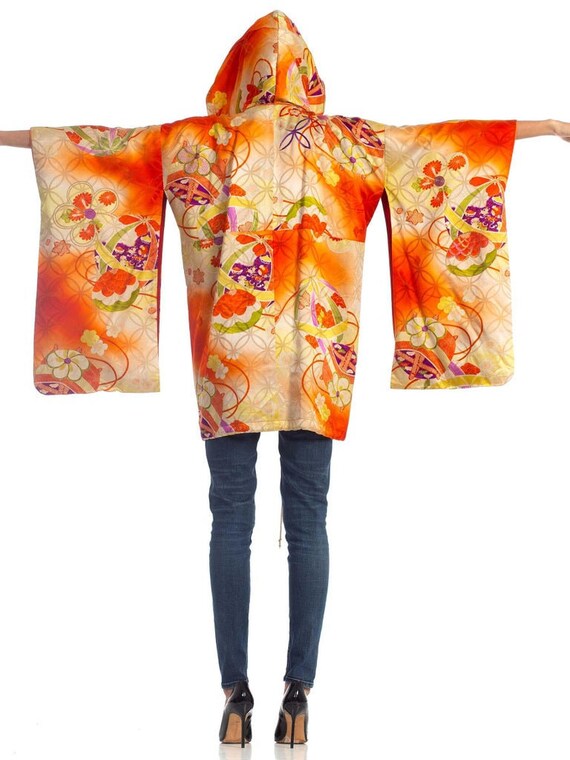 2000S Orange Silk Hoodie Made From 1940S Japanese